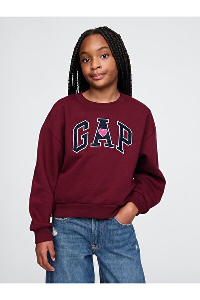 GAP Kız Çocuk Bordo Vintage Soft Sweatshirt