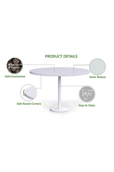 Mahmayi Round Pantry Table, Simple Modern Design Coffee Task for Home Office, (120 cm Dia, White)