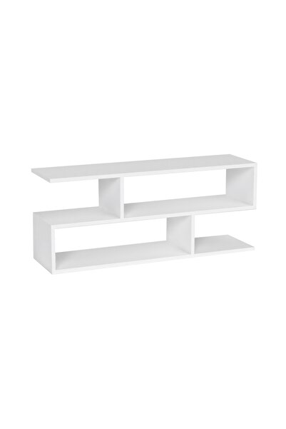Mahmayi Modern TV Stand and Coffee Table with 2 Tier Storage Shelf, Monitor Stand for Home-PREMIUM WHITE