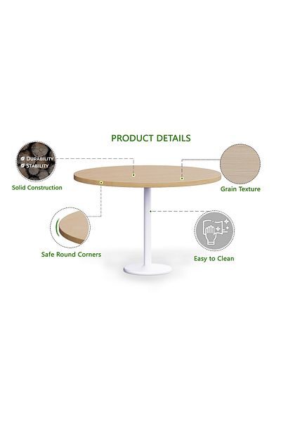 Mahmayi Round Pantry Table, Simple Modern Design Coffee Task for Home Office, (120 cm Dia, Oak)
