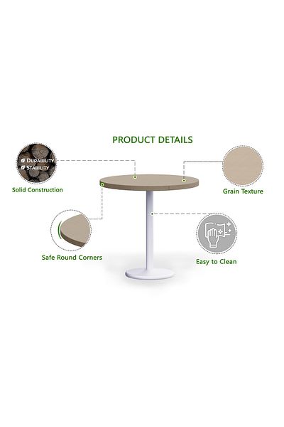 Mahmayi Round Pantry Table, Simple Modern Design Coffee Task for Home Office, (80 cm Dia, Linen)