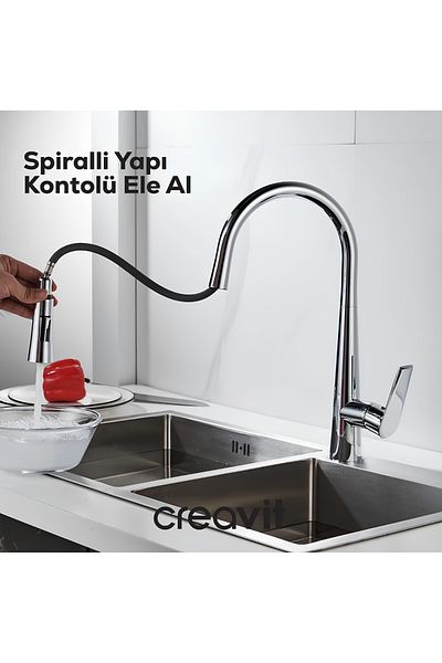 Creavit Mf8858 Model Spiral Chrome Kitchen Faucet