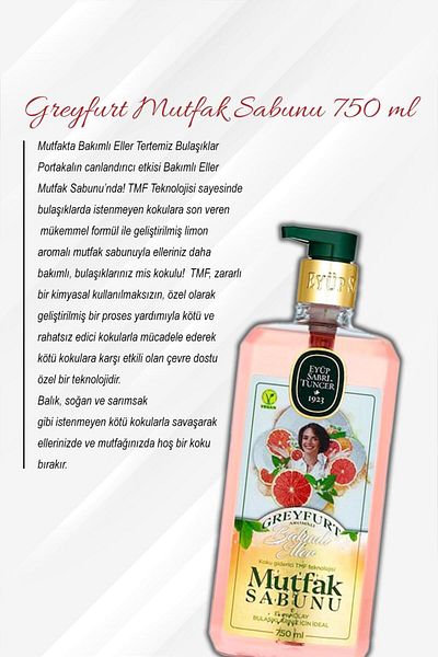 Eyüp Sabri Tuncer Grapefruit 750 ml Kitchen Soap - Buy 5 Pay 4 and Rosie Cotton