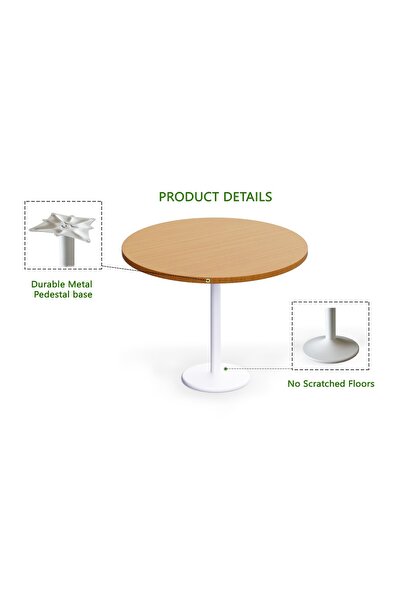 Mahmayi Round Pantry Table, Simple Modern Design Coffee Task for Home Office, (100 cm Dia, Light Walnut)