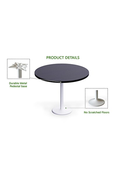 Mahmayi Round Pantry Table, Simple Modern Design Coffee Task for Home Office, (100 cm Dia, Black)