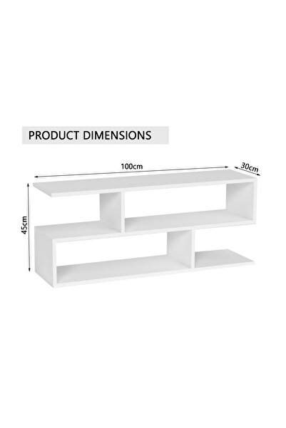 Mahmayi Modern TV Stand and Coffee Table with 2 Tier Storage Shelf, Monitor Stand for Home-PREMIUM WHITE