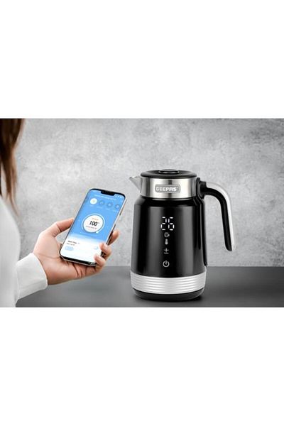 Geepas 1.7 L Smart Stainless Steel Kettle- Convenient Tuya App Control, Alexa, Google Assistantl/ 2200 W