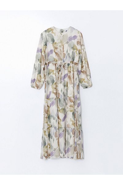 LC Waikiki Lcw Modest Mixed Crew Neck Print Women's Dress