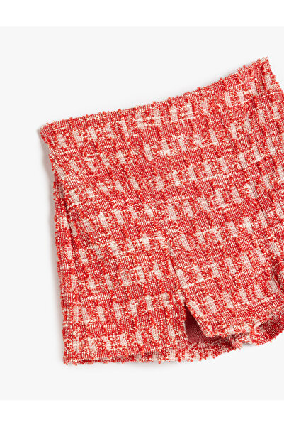 Koton Pile Detaylı Desenli Tüvit Şort Etek