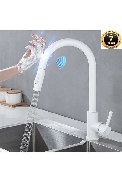 OEM New Imported Smart Touch Kitchen Sink Faucet with White Spiral Fountain