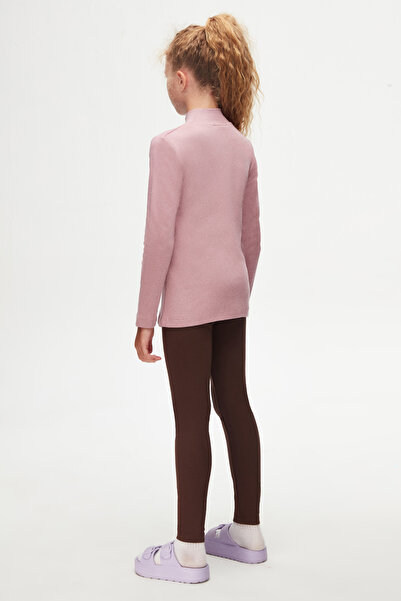 LOVETTI Κοριτσίστικο μπλουζάκι αποξηραμένο τριαντάφυλλο - μισό λαιμόκοψη, μακρυμάνικο