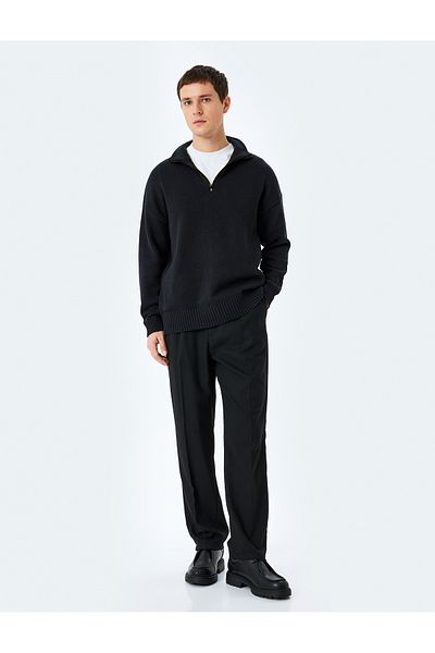 Koton Basic Cotton Sweater - Half Zipper