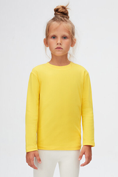 LOVETTI Κίτρινο Basic Unisex Παιδικό μακρυμάνικο μπλουζάκι με λαιμόκοψη