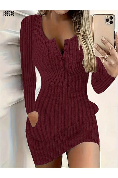 Kokosh moda Rochie de damă cu decolteu în U cu mânecă lungă, cu camisole