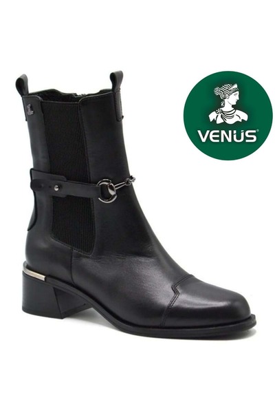 Venüs Kadın Hakiki Deri Lastikli Fantazi Bot 2352402K - Siyah - 36