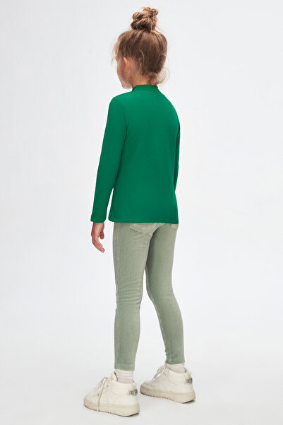 LOVETTI Πράσινο μακρυμάνικο μπλουζάκι με μισό ζιβάγκο για κορίτσια