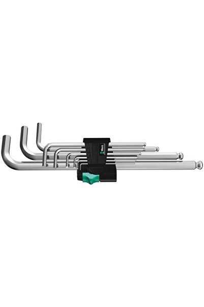 wera 950/9 Hex-Plus 1 Allen Key Set, Metric, Chrome Plated