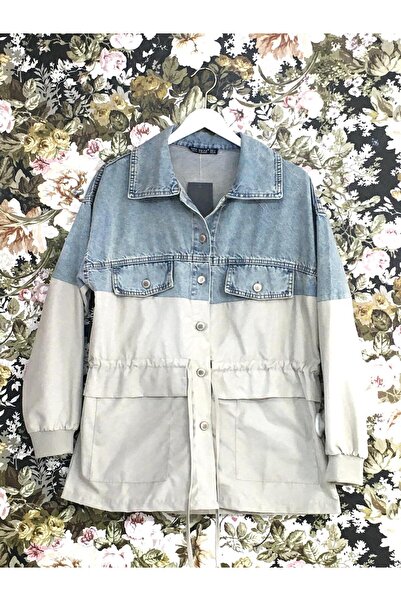 Butik Eylül Kot Detaylı Kısa Trençkot