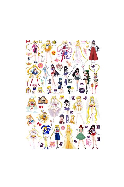 Ororabutik Σετ αυτοκόλλητων Anime Sailor Moon 77 τμχ - Σετ αυτοκόλλητων Sketchbook