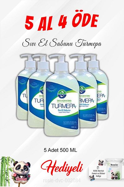 Turmepa 500 ml Liquid Soap - Buy 5Pcs and Pay 4Pcs, Rosie Cotton