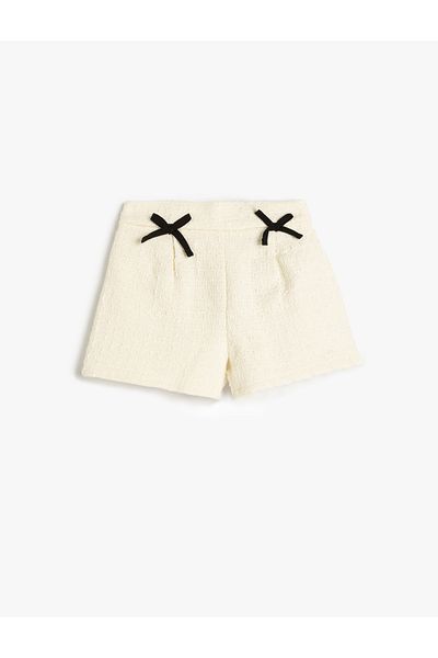 Koton Tweed-Shorts mit Schleife und elastischem Bund