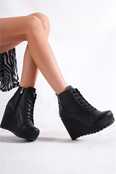 POLO PRESTIGE Della Siyah Dolgu Topuk Spor Kadın Bot