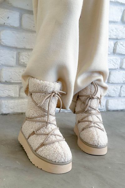 Shoebutik Γυναικείες μπότες Astana Beige βελούδινες