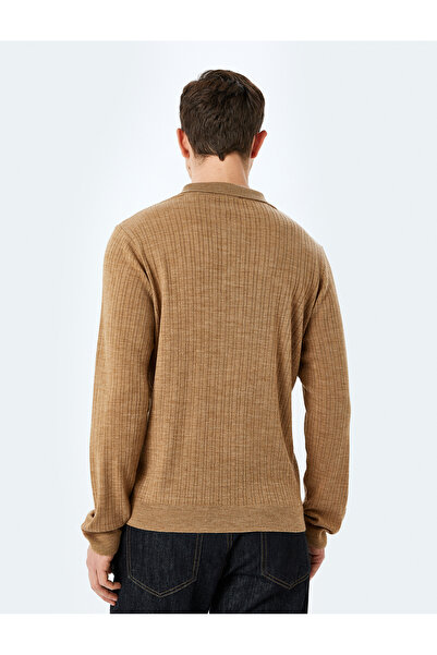 Koton Πλεκτό πουλόβερ με υφή με κουμπιά πόλο