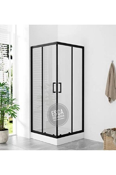 Esca Kare Tekneli Yerli Üretim Siyah Duşakabin PRO Seri - 5 Mm Temperli Şeffa...