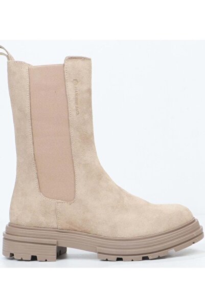 Hammer Jack 455-2335-Z Tapera Hakiki Deri Chelsea Uzun Kadın Bot BEJ