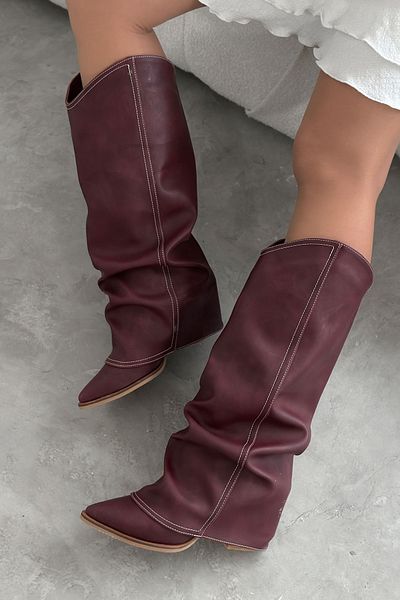 Shoebutik Maverick Claret Red Long Γυναικείες Μπότες