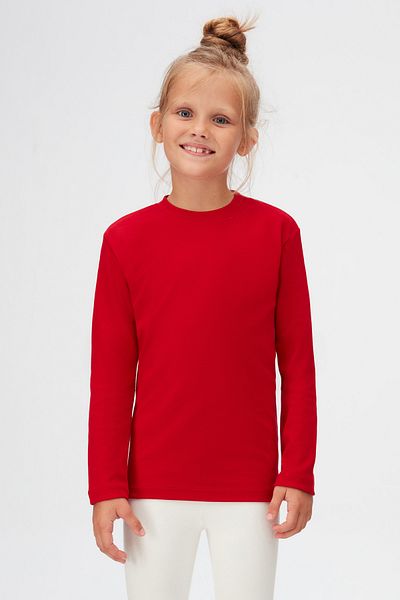 LOVETTI Red Basic Unisex Kids Crew Neck Long Sleeve T-Shirt