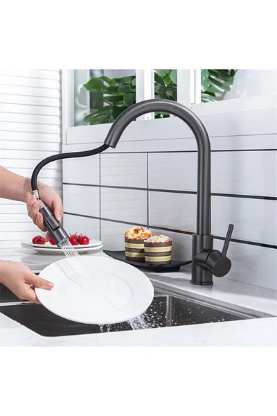 OEM Anthracite Colored New Imported Kitchen Sink Faucet with Spiral Fountain
