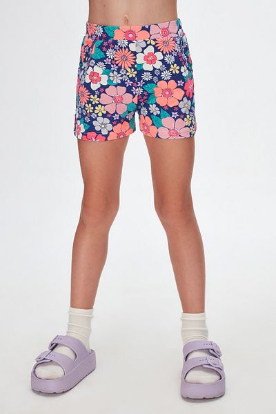 LOVETTI Girl's Neon Garden Pattern Pocket Shorts