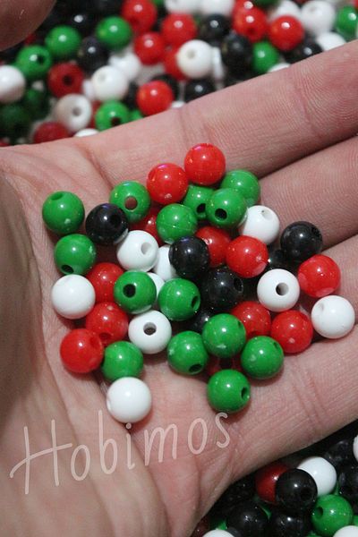 Hobimos 8mm Palestine Flag Themed 500 Pieces Round Plastic Beads - Jewelry Making Beads