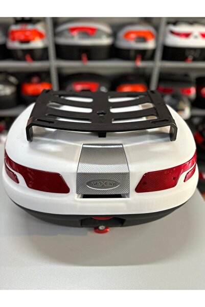 Maxem Sl45 Bagajlı Motosiklet Arka Çanta Beyaz FULL