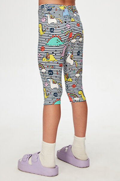 LOVETTI Rainbow Unicorn Patterned Knee Length Leggings Capri for Girl