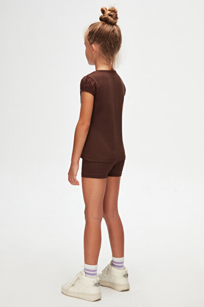 LOVETTI Κορίτσια - Καφέ μπλουζάκι με λαιμόκοψη και καρπούζι