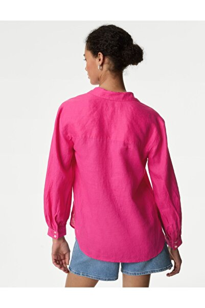 Marks & Spencer Uzun Kollu Keten Popover Bluz