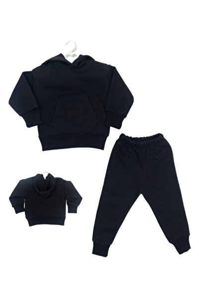 AKİF GİYİM Bebek & Çocuk Unısex Kapşonlu Şardonlu Sweatshirt Takım Kreş Takım