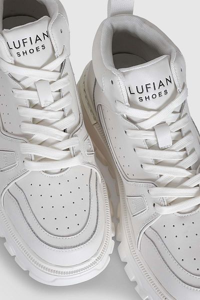 Lufian 111230236   Seth Casual - Tenis alb din piele pentru bărbați, cu gât