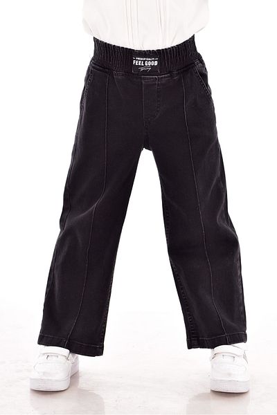 MORE KIDS Wide Leg Girl's Jeans Lycra Elastic Stripe Pant