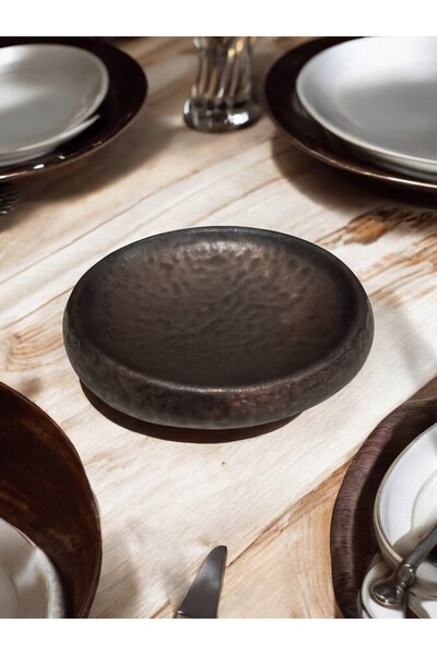Limboda Toprak Görünümlü Porselen Sunum Servis Tabağı 17*15cm