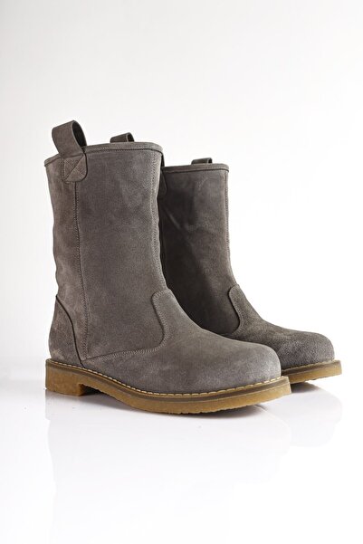 SU SHOE BOUTIQUE NO65 Gri Hakiki Süet Deri Rahat Bot