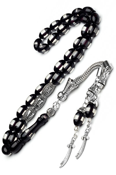 OTTOTESBİH Erkek Hediyelik Zülfikar Kılıcı Püskül Kehribar Tesbih, Isimli Tespih