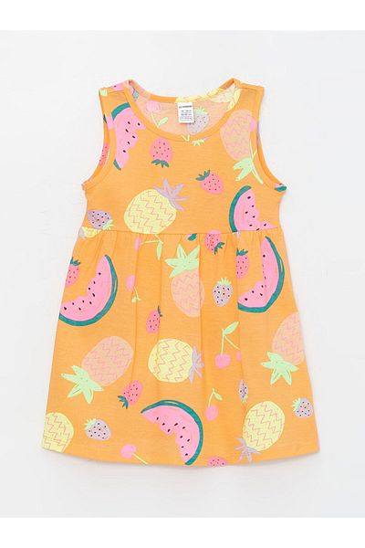 LC Waikiki New Season Crew Neck Printed Baby Girl Dress - S4Ag94Z1