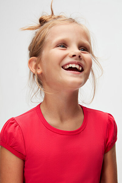 LOVETTI Girl'S - DarK fuchSia zero Collar and Watermelon Sleeve T-Shirt