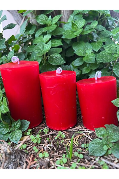 aralmini 3’lü  Silindir Kütük Mum Dekoratif Blok Mum (9,5, 7,5, 5,5)