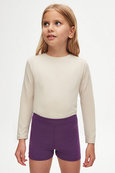 LOVETTI Mor Kız Çocuk Düz Basıc Dans Şortu