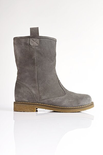 SU SHOE BOUTIQUE NO65 Gri Hakiki Süet Deri Rahat Bot